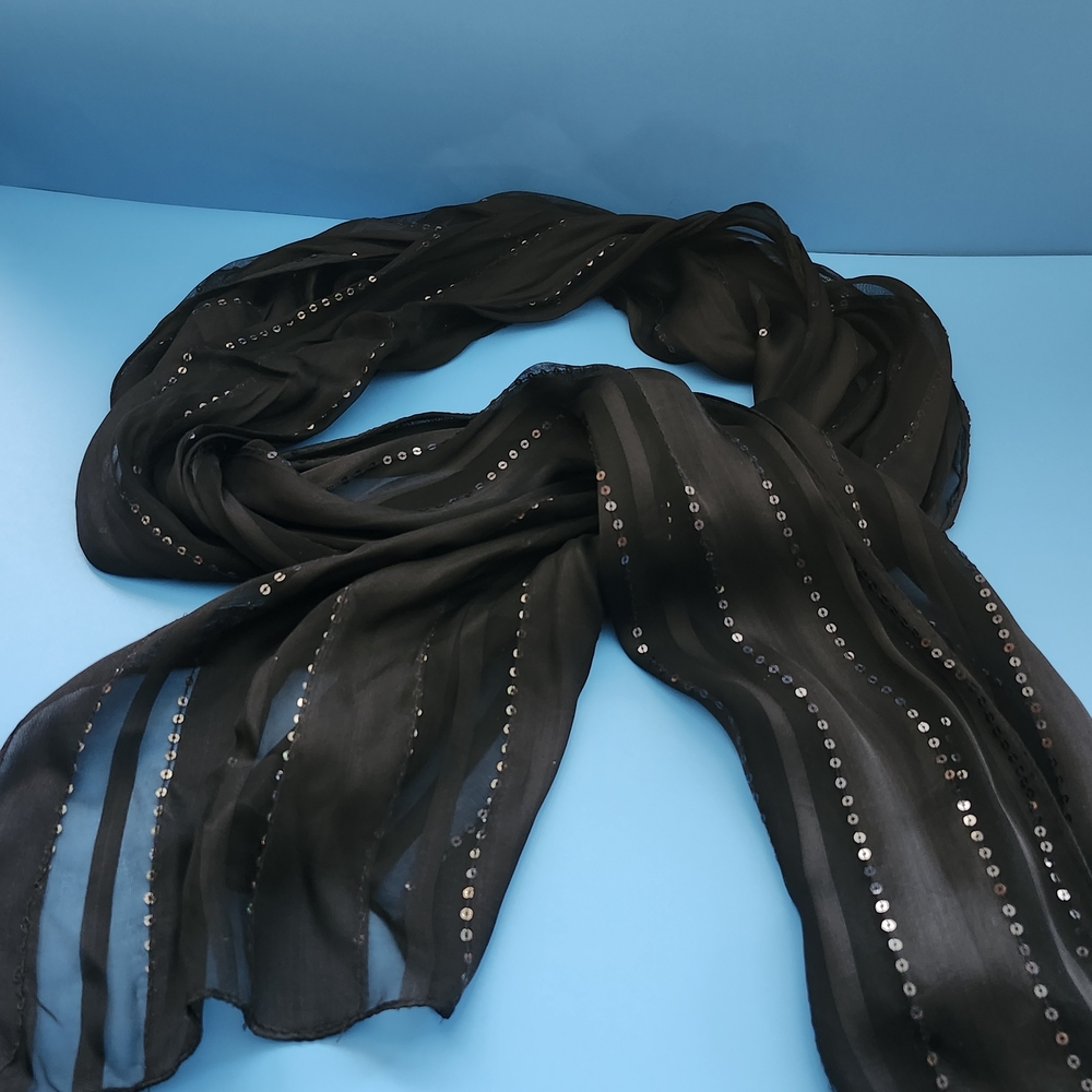 Black Evening Sequin Scarf Not Labelled